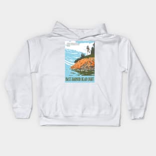 WPA Poster of Bass Harbor Head Light in Mount Desert Island, Acadia National Park, Maine Kids Hoodie